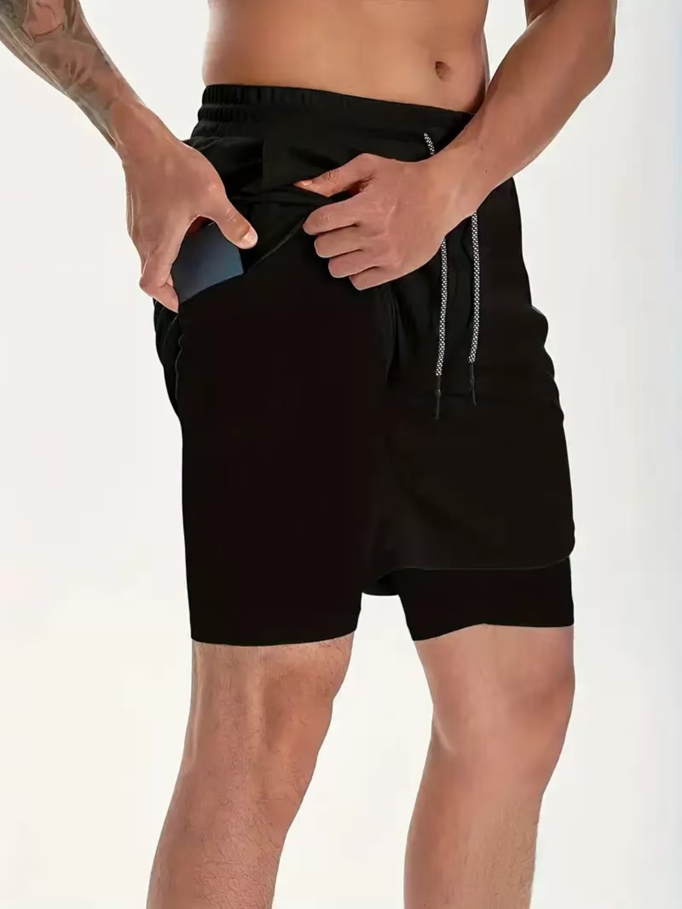 Men'S Summer Gym Shorts with Quick-Dry Double Layers Feature Breathable Construction for Rapid Heat Dissipation, Moisture-Wicking for a Refreshing Feel, Stretchy Fabric for Unrestricted Movement, Stylish Prints That Are Both Attractive And Durable