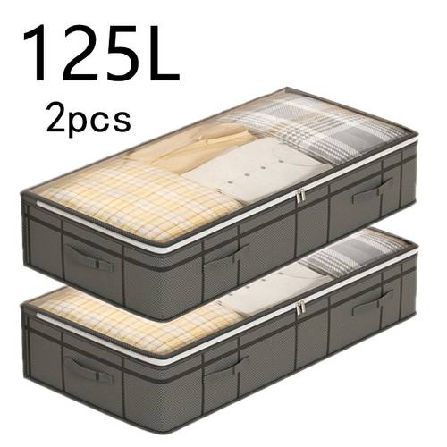 2pcs extra large under bed storage boxes thick durable non woven material dustproof moisture resistant organizer for home use space saving design with clear lid ideal for bedding linens clothes organizer storage