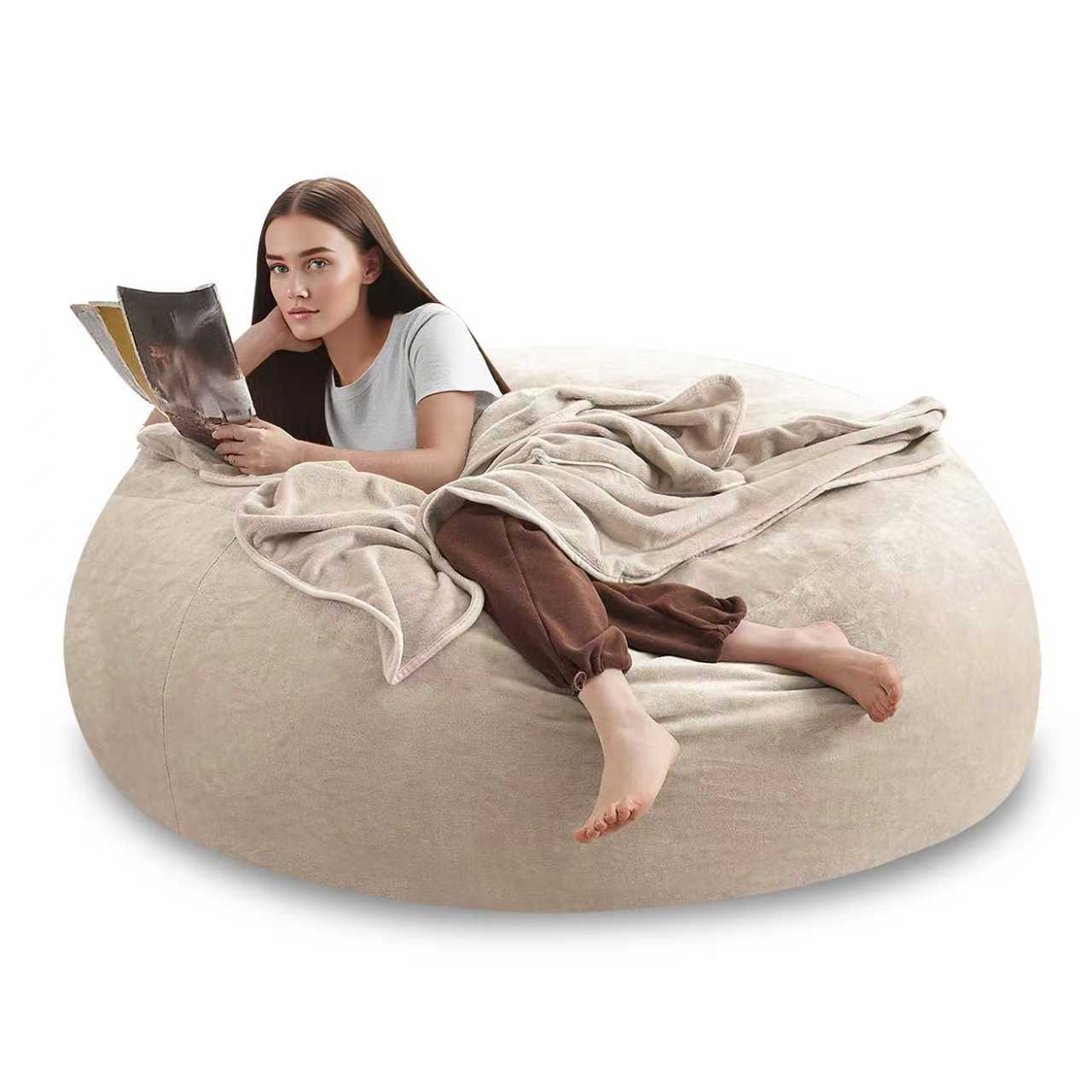 Large 4ft/5ft/6ft Bean Bag Chair Compatible for Adults - Oversized Sofa Bed Lounger with Memory Foam & Micro Velvet Cover, Soft Foam-Filled Furniture, Multi-Color Options (No Assembly) for Living Room, Bedroom - Ideal for Adults & - Image 8