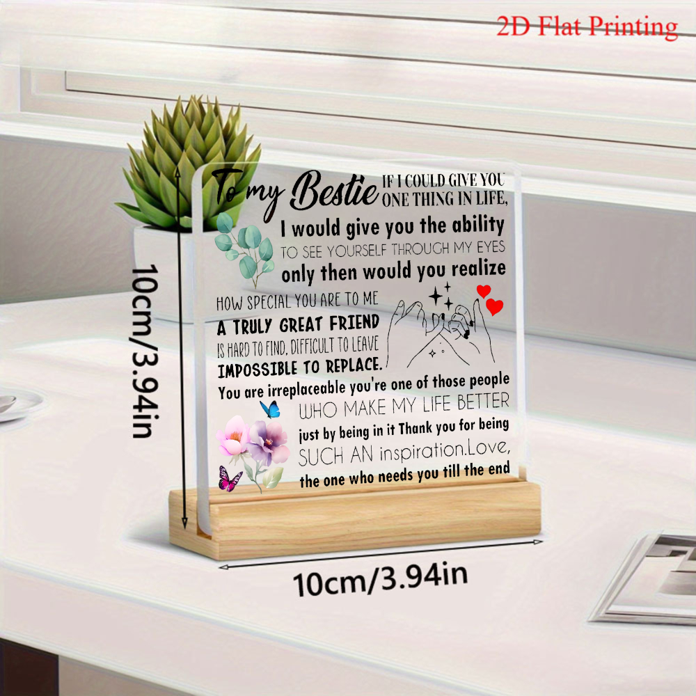 TEMU 2d Flat - [2d Flat] 2d Plane, High-definition Printed Transparent Acrylic Material, With Floral Butterflies And A Hand Illustration, Conveying