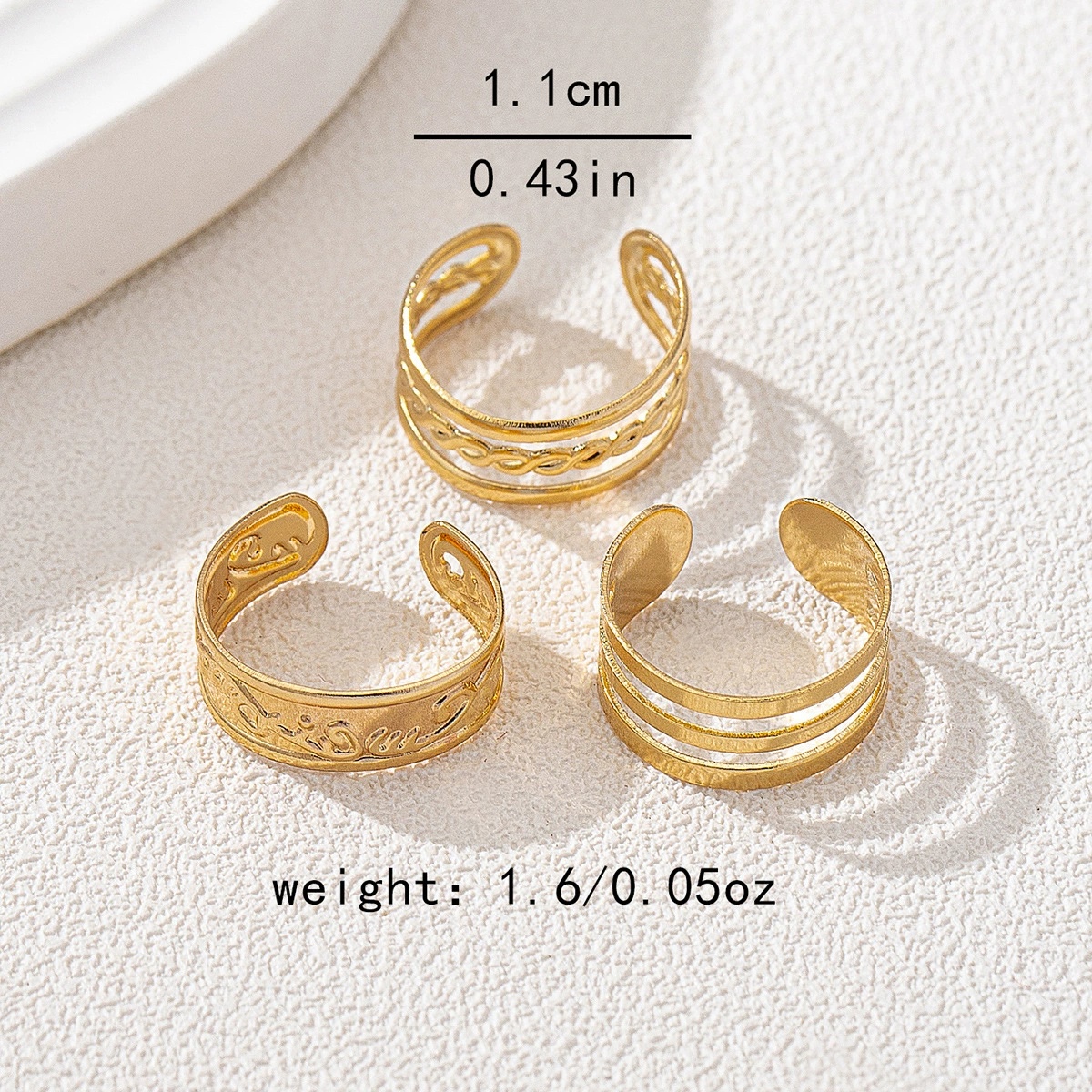 3pcs Set of Metal Geometric Line Toe Rings for Women