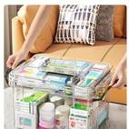 1pc large capacity double layer medicine organizer box waterproof transparent storage with handle 9 25x6 69x3 74 inch multi compartment for visibility medication management doublelayer design plastic