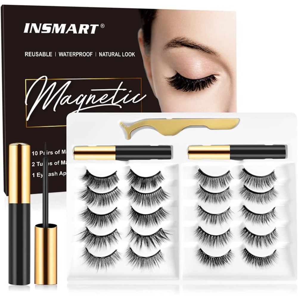 TEMU Magnetic Eyelashes And Eyeliner Set, Easy To Apply, 6/10/14 Pairs Of 3d Mink Eyelashes, Artificial Lashes With Tweezers