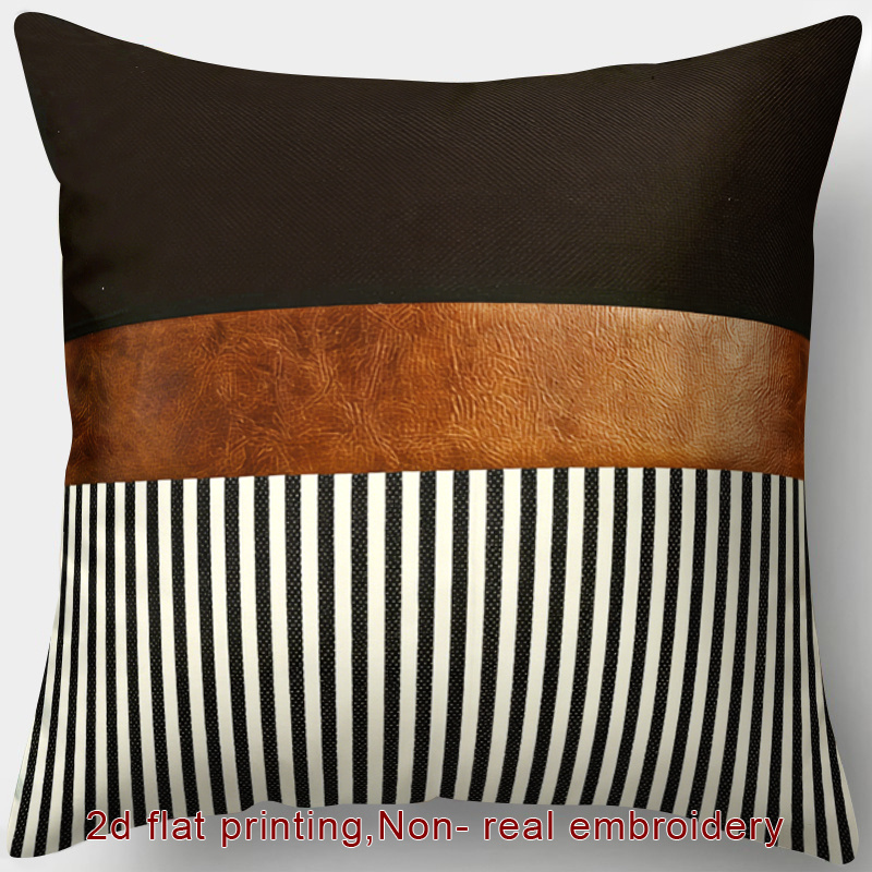 TEMU 1pc Pillowcase Without Pillow Insert, 2d Flat Single-sided Print, Modern Minimalist Style, Brown Leather Texture, Black And White Vertical