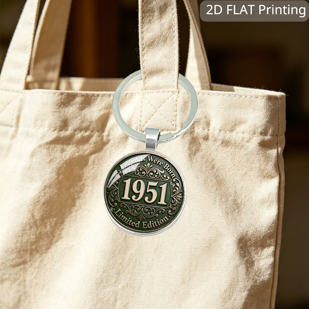 TEMU 2d Flat, 1pc, Born 1951 Key Chain, Applicable To Backpack Charms, Wallet Decor, Daily Wear Additions, Keychain Charms, Father's Day, Mother's