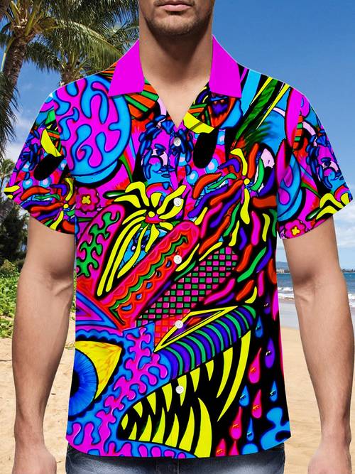 mens short sleeved shirt retro casual comfortable trendy shirt summer beach style