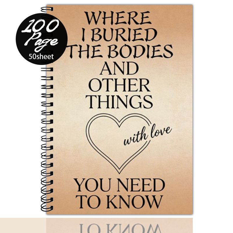 TEMU 1pc A5 Spiral Notebook, Humorous End-of-life Planner, Organizer Notebook For End-of-, Themed Guide For 'where I Buried The Bodies And ' For Your