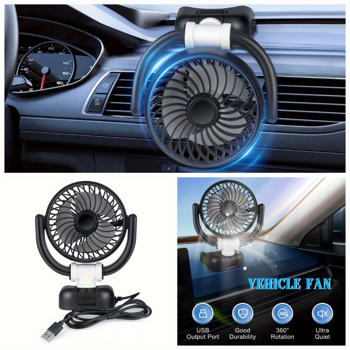 cigarette lighter car fan car fan, universal 12v electric car mini fan adjustable speed fan with  cigarette-lighter plug for truck rv suv , 6.5 x 5.1in | Shop Now For  Limited-time Deals