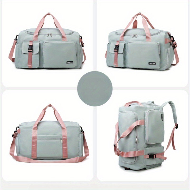 Bolsa de gimnasio de gran capacidad, mochila de viaje y bolso de mano con múltiples compartimentos, cierre con cremallera resistente, convertible en mochila o bolso de hombro para mujeres y hombres, compartimento principal amplio y bolsillo delantero, ideal para gimnasio, yoga, viajes de fin de semana y regalos, disponible en negro, portador de accesorios de yoga, compartimentos con cremallera