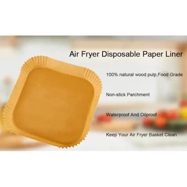 100pcs 7.9 inch square air fryer disposable paper liners - , grease-resistant parchment paper for instant vortex, & more - fries, chicken, shrimp & more - kitchen essentials, air fryer accessories, nonstick liner, square liner, greaseproof liner Product details 1