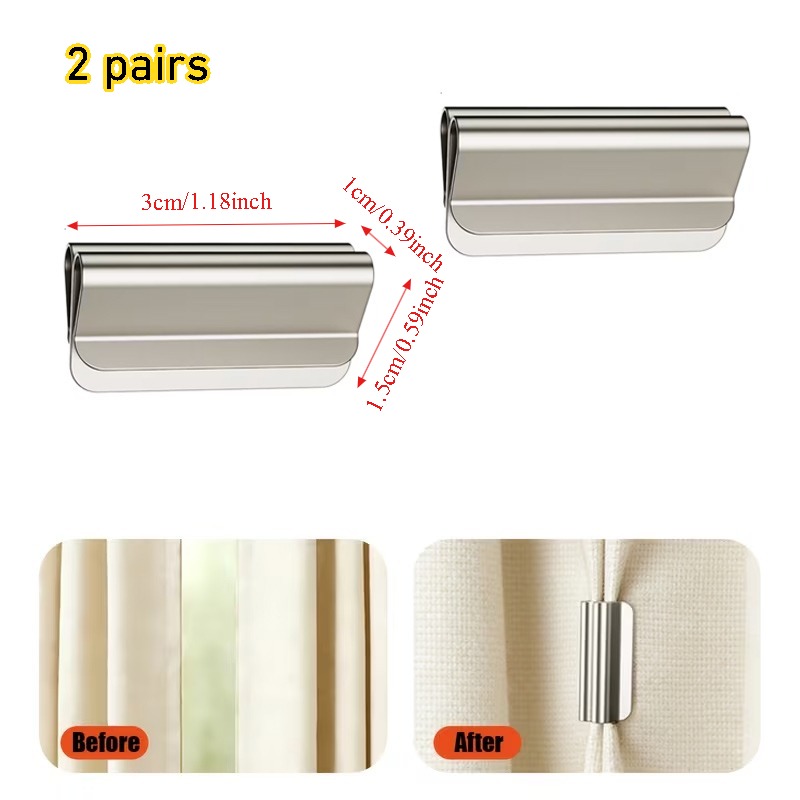 2-pair/4-pair Magnetic Blackout Curtain Clips - Strong Magnetic Curtain Closure and Fixing Clips - Suitable for Home Bedrooms, Office Curtains, Valances - Used for Blackout and Preventing Light Leakage