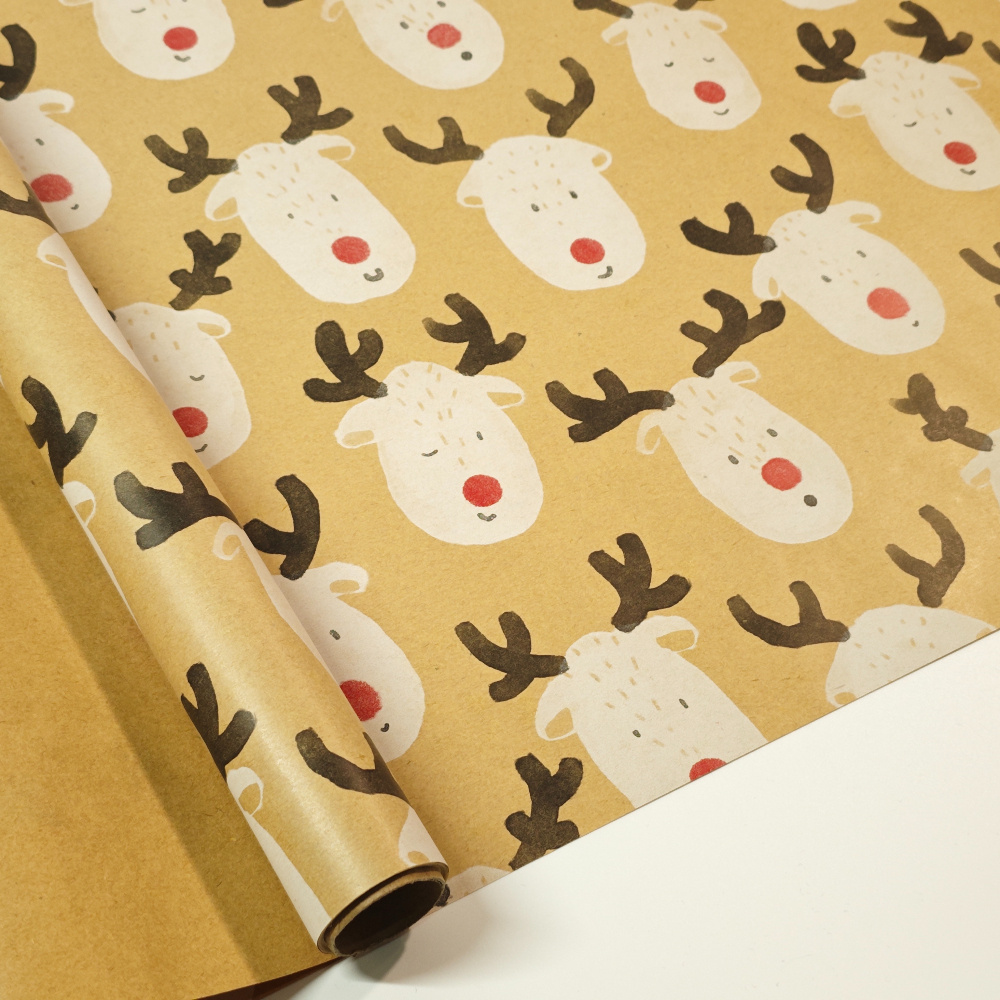 

Reinforced Gift Wrap Paper, 17in X 118in Large Deer Head Pattern, , With 30% Extra Tensile Strength, For Christmas, Birthday, Graduation, Bouquets & Gift Decorations