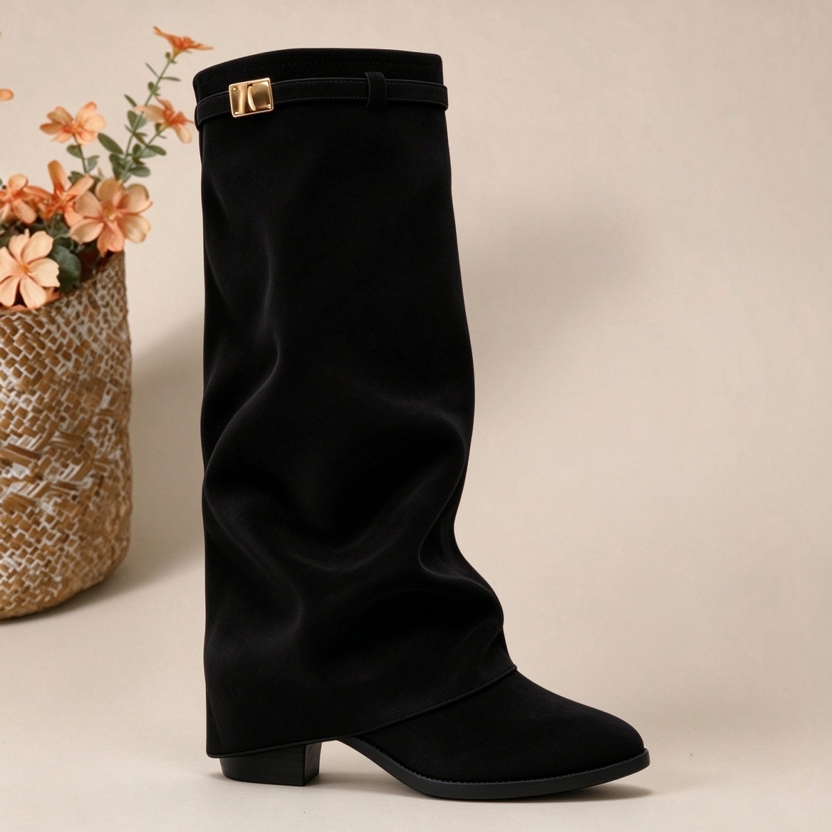 TEMU Damen-Knöchelhohe Stiefel in Übergröße mit weiter Passform – Elegante und minimalistische Wanderstiefel mit klaren, zurückhaltenden Linien. Die