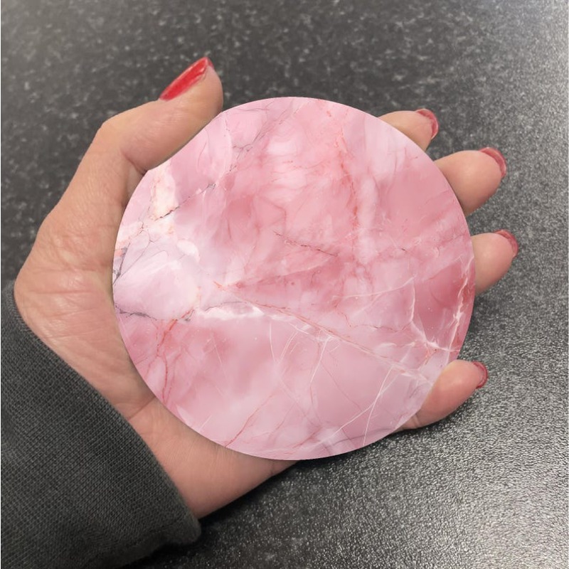 TEMU 1pc 2d Flat, Pink Marble Pattern, Insulated Wooden Coaster, Pink Gradient Stone Pattern, Non-slip And Absorbent Coaster, Creamy Desktop