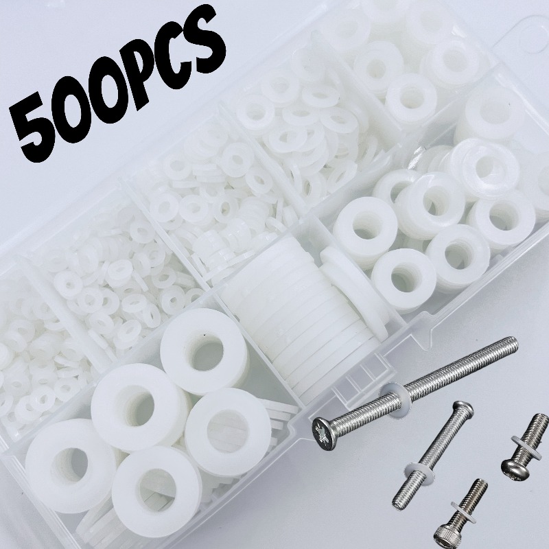 TEMU 500 pièces Joints en Nylon Blanc - Joints Ronds en Plastique Nylon M2-M10, Adaptés aux Hautes Températures et à l'Isolation