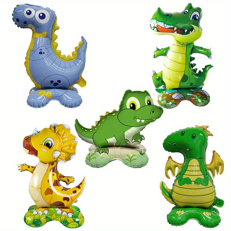 Image of 5-piece 3d Dinosaur-shaped Balloons For Birthday Party Decorations, Room And Event Atmosphere Setup, Christmas Decorations, Navidad Decoración, For Halloween