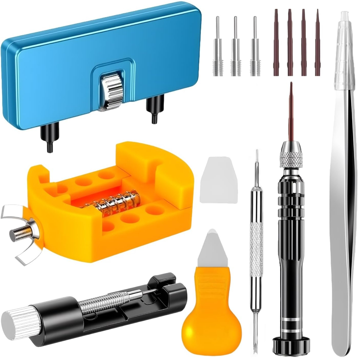 TEMU Kit de bricolage 7 pièces comprenant un ouvre-montre, des tournevis et d'autres outils pour changer les batteries et ajuster de montre