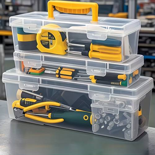 portable dust proof tool box with lid thickened plastic material m l sizes home garage hardware parts storage organizer multifunctional moisture proof storage box