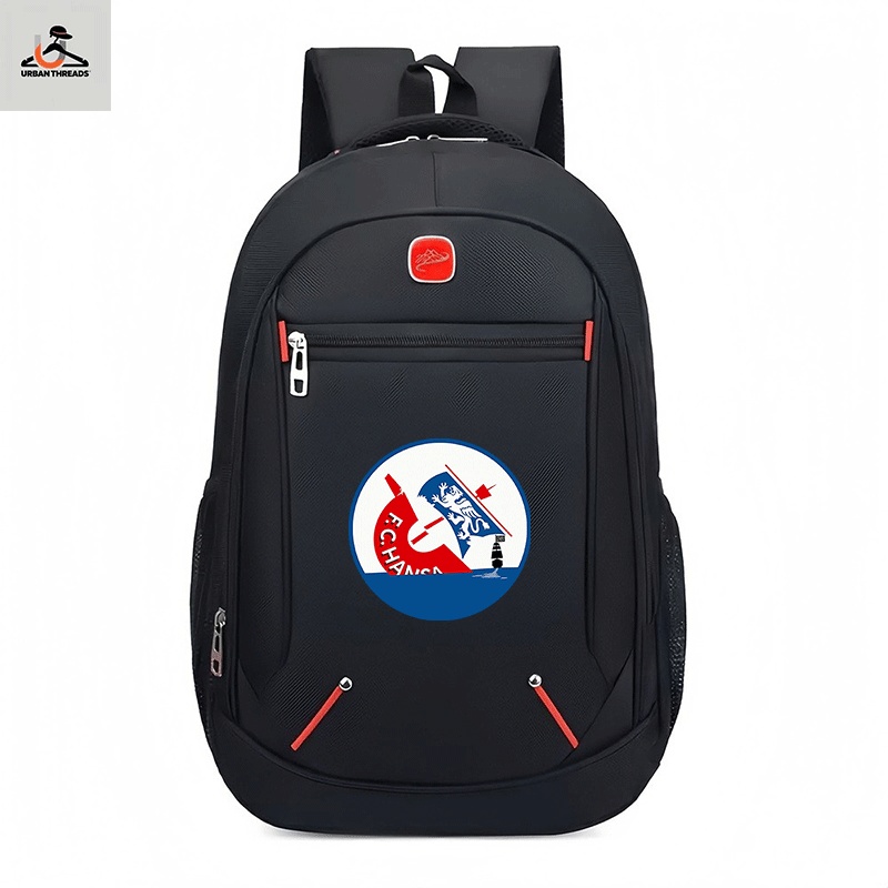E-shop 1 Stück FC Hansa Motiv Rucksack, Unisex Groß – Kapazität Mehrfach-Fach Schultertasche, Ideal für täglichen Pendelverkehr, Campus, Reisen,