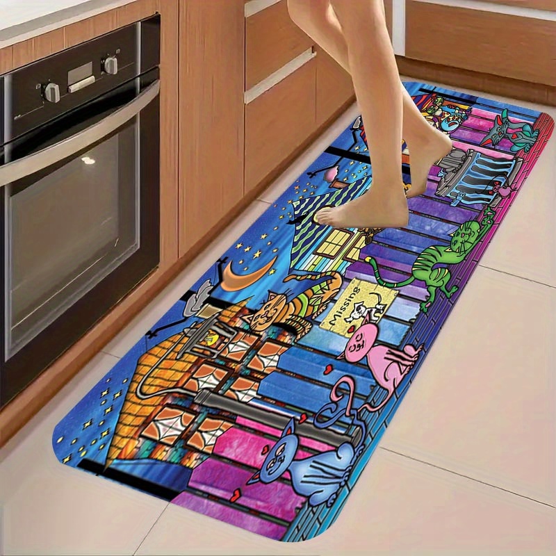 TEMU Tapis de cuisine épais Jit1pc de 1,1 cm, tapis chat coloré, extra épais et durable, convient pour , , , et la décoration intérieure