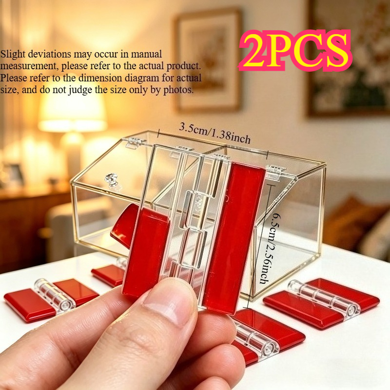 TEMU 2/3/4pcs Transparent Self-adhesive Hinges, No-drill Traceless Small Hinges, For Display Boxes, Gift Boxes, Storage Box Flip Covers, Music Boxes,