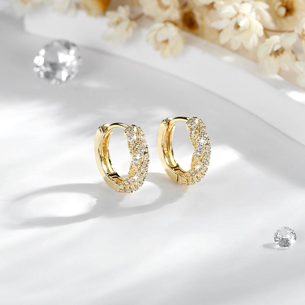 Fashionable Light Luxury Zirconia Ear Clips, Elegant Earrings