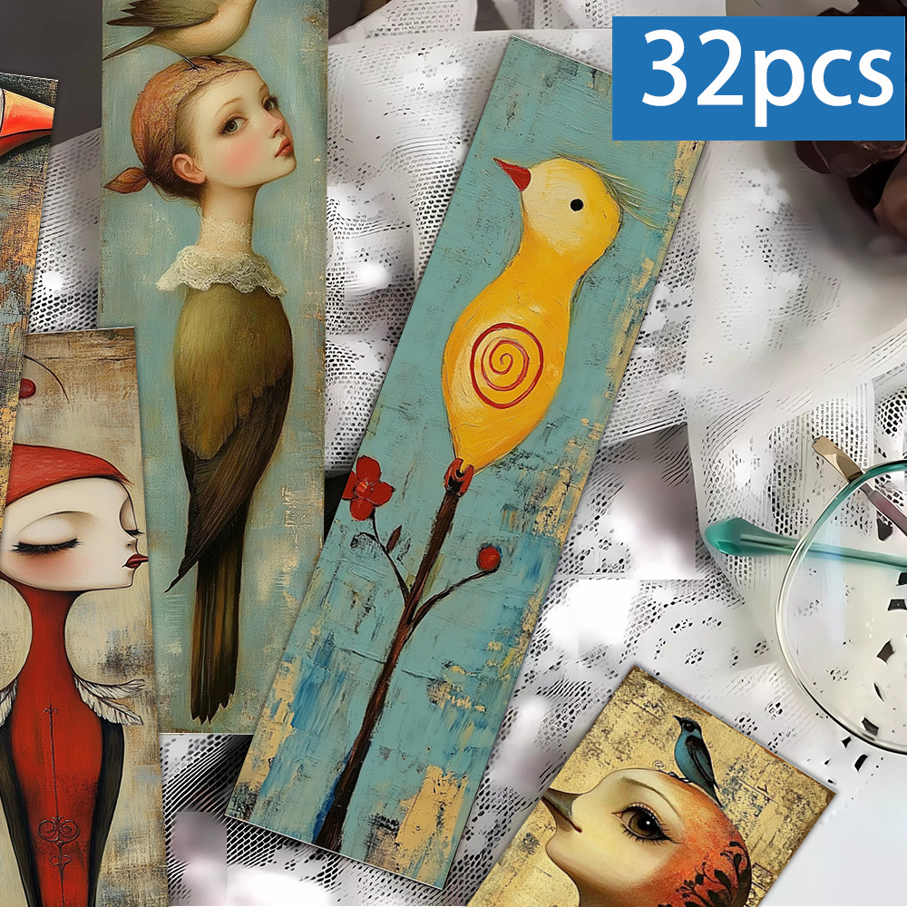 TEMU 32pcs Of Artistic Bird Bookmarks, Ideal Gifts For Book Enthusiasts, Projects, And Narrow-page Collage Art. An Excellent Option For Libraries And