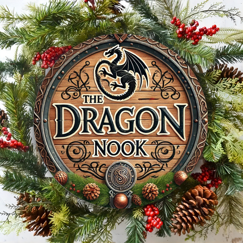 

Room Decor 1pc Dragon Nook Themed Metal Sign, Decorative Iron , 8x8 Inch, Waterproof Gauge Steel Indoor/outdoor Signage, Pre-drilled, Weather Resistant, With Hd Printing For Bar, Cafe, Club, Kitchen