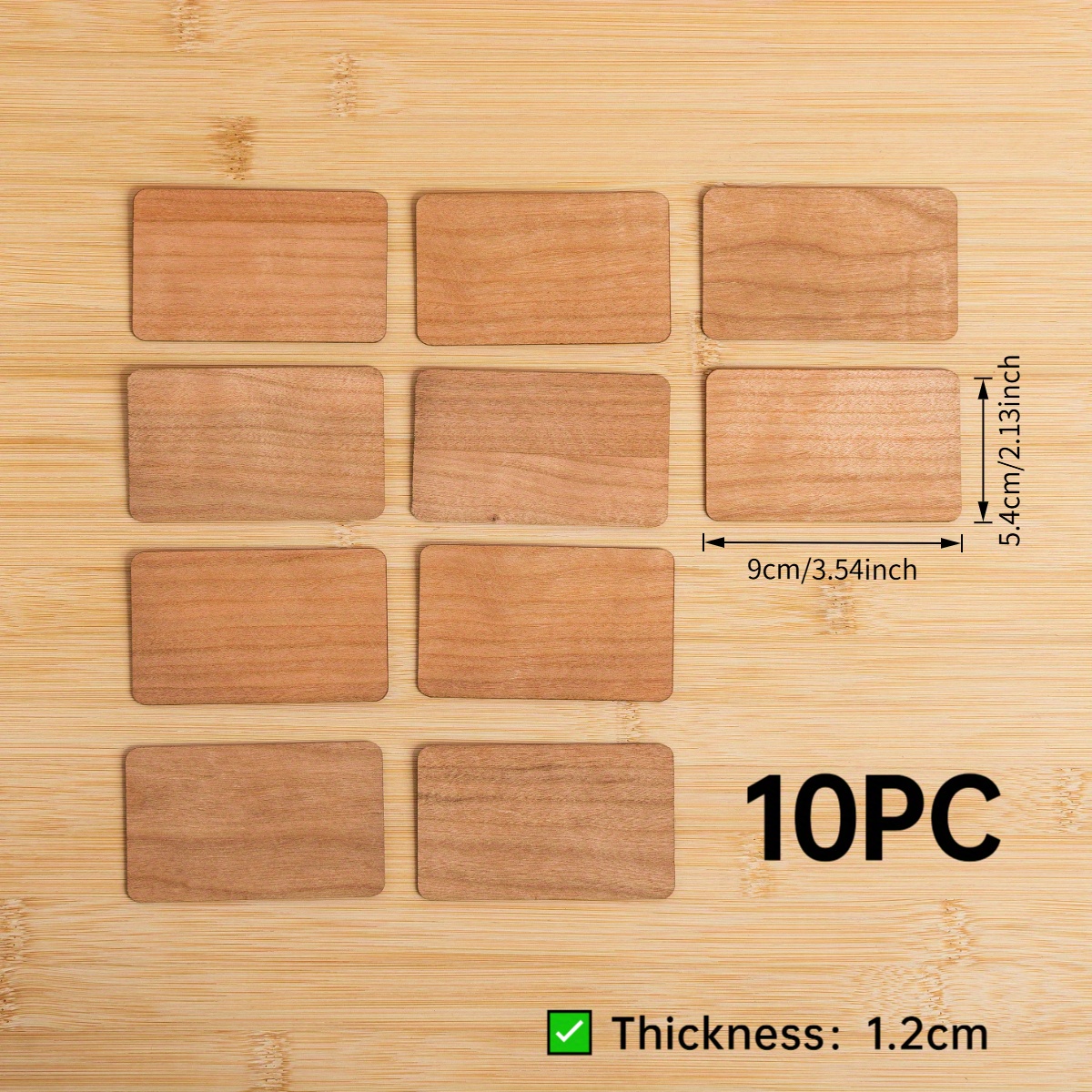 Image of Cherry Wood Business Card Blanks – Solid Wood, 1.2mm Thick, 90×54mm – Ideal For Laser Engraving, Wooden Tags, Name Cards, Diy Crafts (blank Only, No Customization Included)