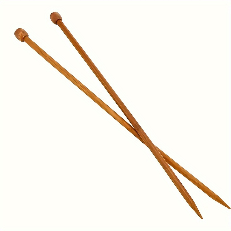 Image of Set Of 2 Wooden Knitting Needles, 35.56cm (8mm) Long, Beginners And Chunky - Straight Tip Needles