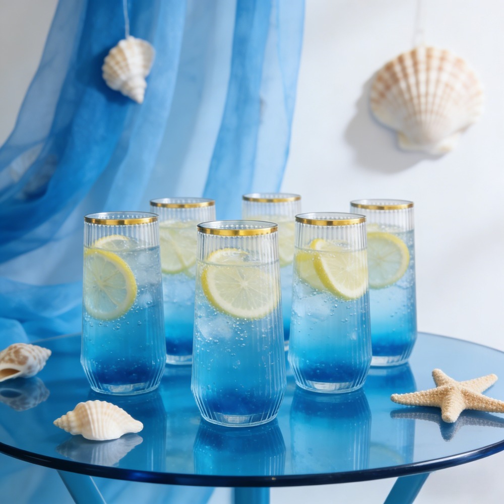 Juego de 8 copas de vino sin pie elegantes de 9 oz para Año Nuevo, con borde dorado transparente, vasos para helado, copas de champán con borde dorado, copas de cóctel transparente irrotables, adecuadas para bodas, Día de San Valentín, fiestas de Año Nuevo, cumpleaños, fiestas y celebraciones