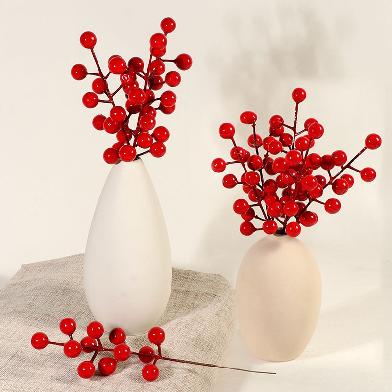 TEMU 10 pezzi Ramo di rosse artificiali con 12 di fiori a simulazione di rosse invernali natalizie per decorazione vaso, fiori adatti per decorazioni