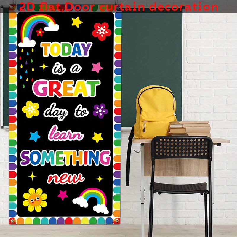 TEMU 2d Flat, 2d Door Banner, [party Backdrop] 2d Flat Banner, 1pc Classroom Colorful Welcome Door Cover Banner Back To School Classroom Decorations