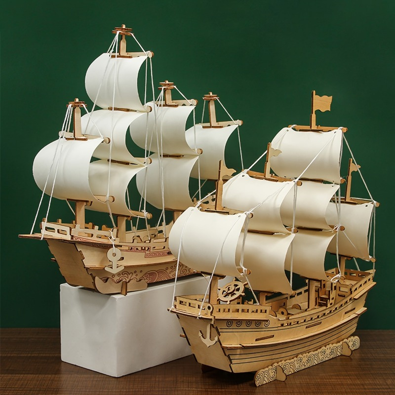Handcrafted 3D Wooden Ship Puzzle - Educational Art & Craft Kit, Ideal Gift for Friends and Family, Perfect for Room Decor