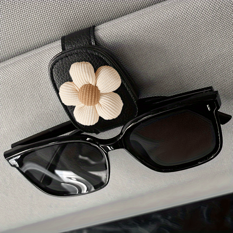 1 Black Faux Leather Magnetic Eyeglasses Clip | Multi-functional Dashboard Sun Visor Holder, Compact And , Suitable For Women' Accessories