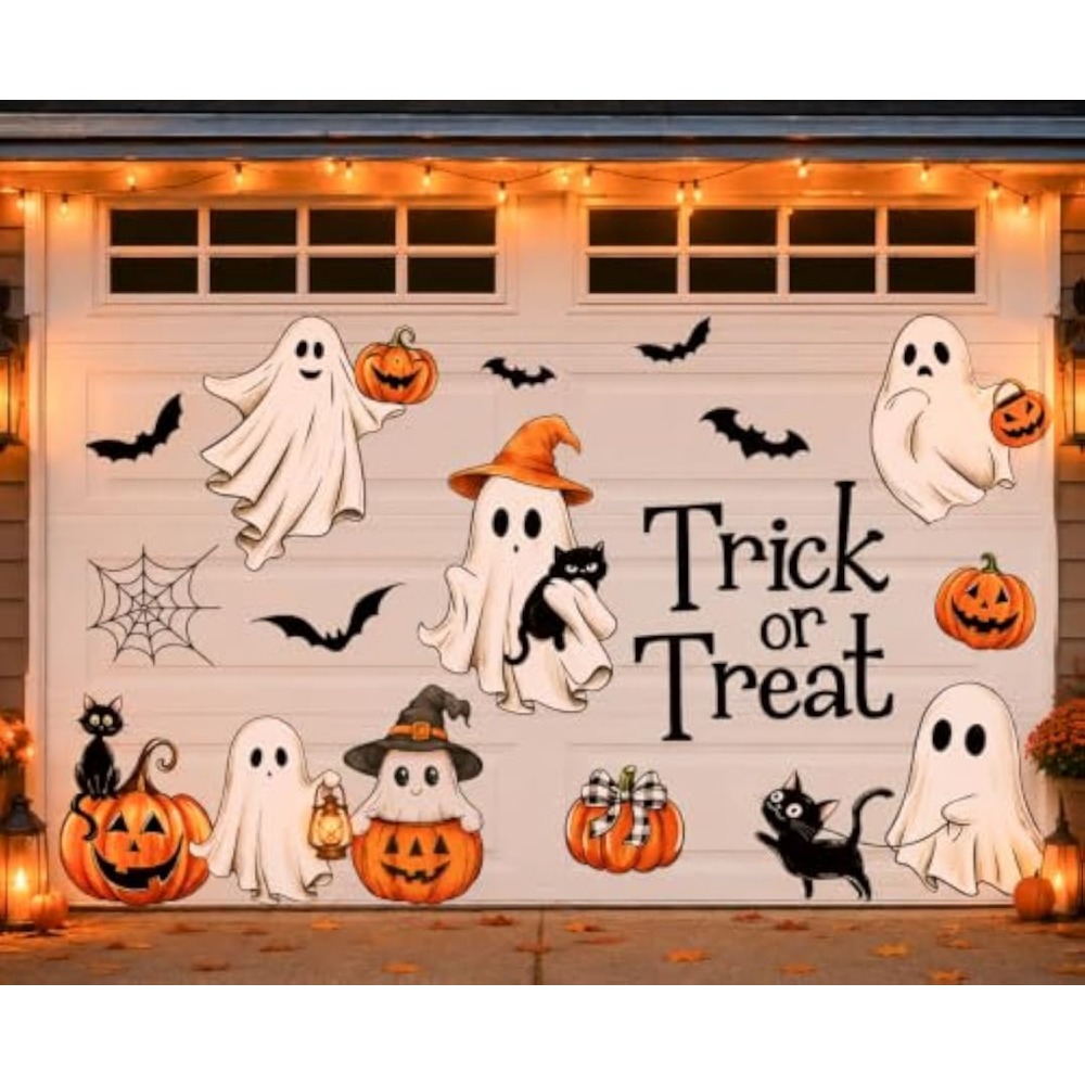 TEMU 23pcs Halloween Garage Decoration Magnets, Pumpkin Black Cat | Trick Or Treat, Magnetic Refrigerator Stickers, For Home Party Door Car Decor