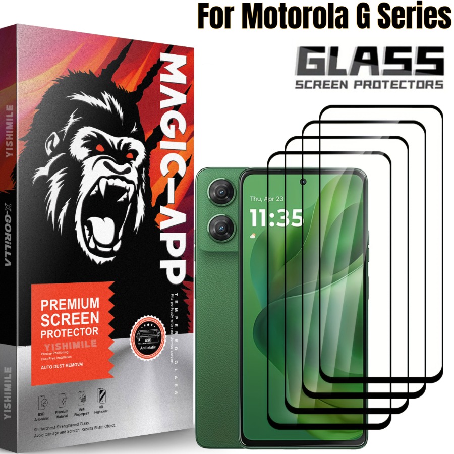 TEMU 4pcs Full Coverage Tempered Glass Screen Protector, Suitable For Moto G06 G14 G15 G24 G34 G35 G45 G54 G55 G56 G64 G75 G77 G84 G85 G86 G24power