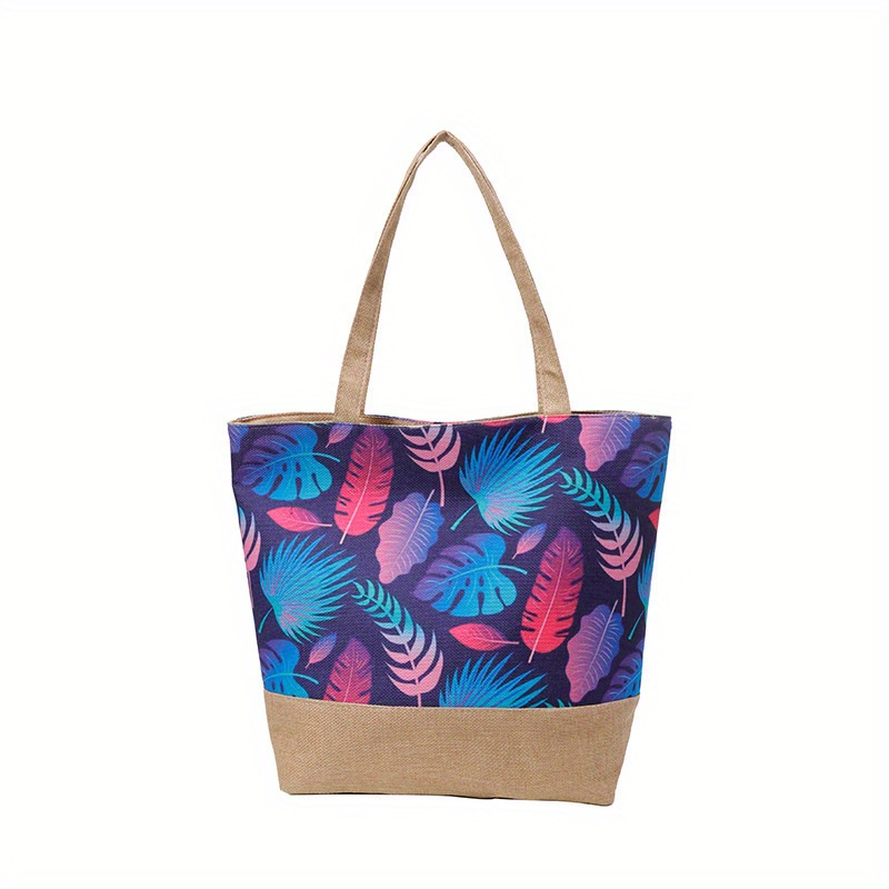 TEMU Bolso de tropical floral para mujeres - Elegante bolso de de gran capacidad con estampado tropical , para viajes, negocios y vacaciones,