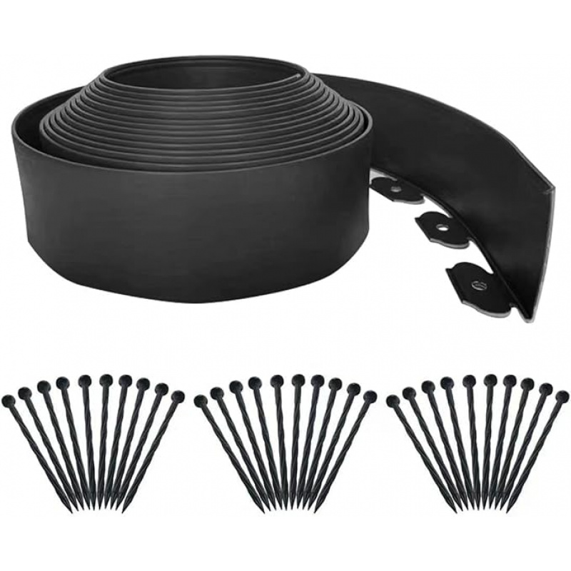 TEMU Bordure de jardin flexible pour aménagement paysager, comprend des embouts d'ancrage spéciaux, kit de bordure de jardin creusage, facile à