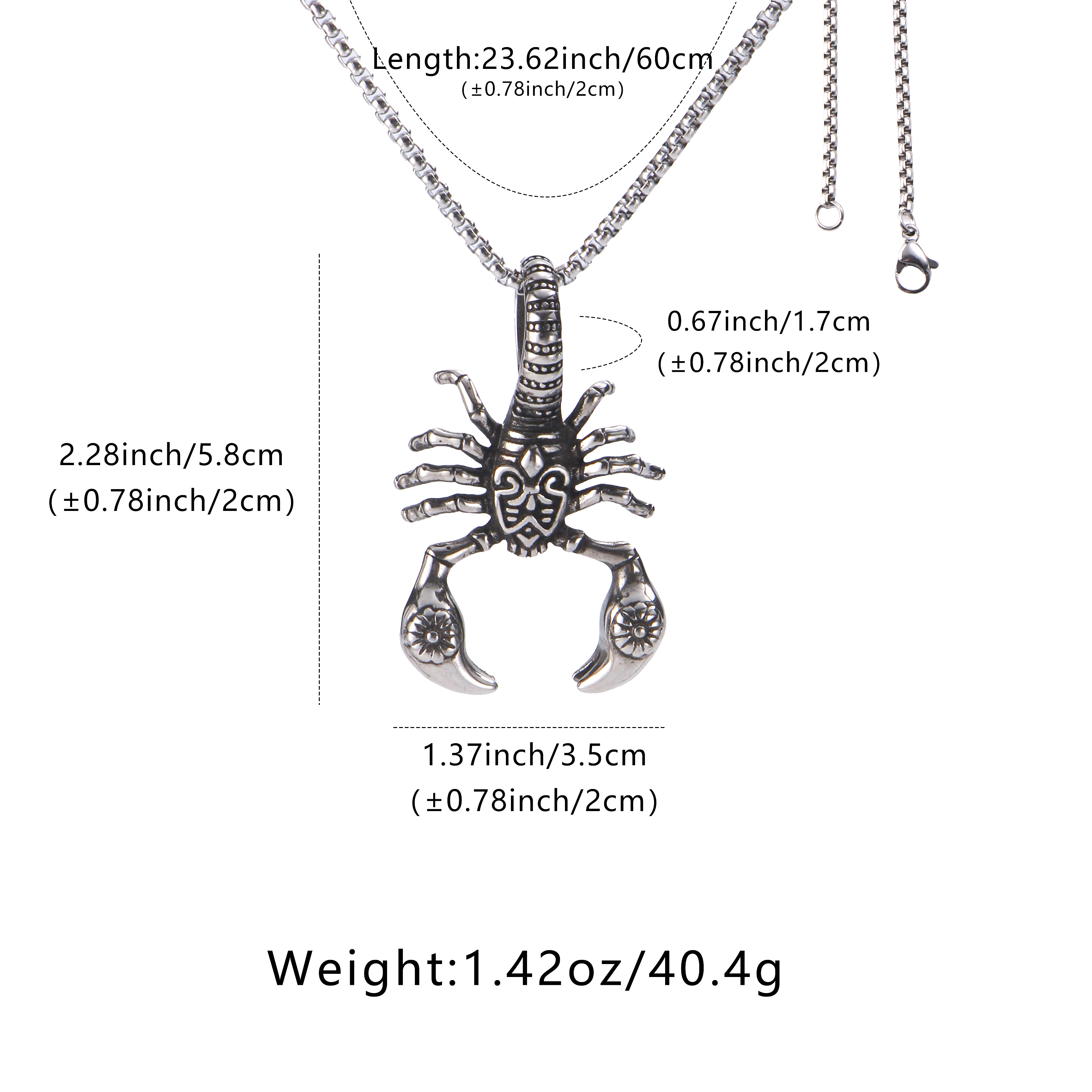 Image of Silvery Pendant Necklace For Men, 60cm Box Chain Animal Charm Necklace, Vintage Biker Style Streetwear Jewelry, Daily Wear Party Holiday Accessory Gift For Men