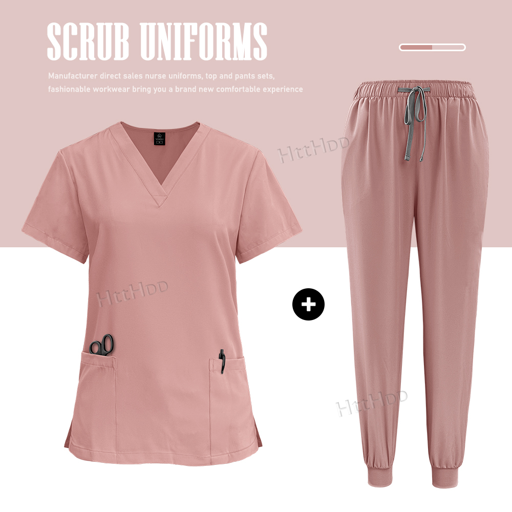 TEMU 2pcs Set Scrubs Uniforms Sets Nurse Grey Scrubs Uniform Top For Men Working Scrubs Unisex Nursing Uniforms Woman