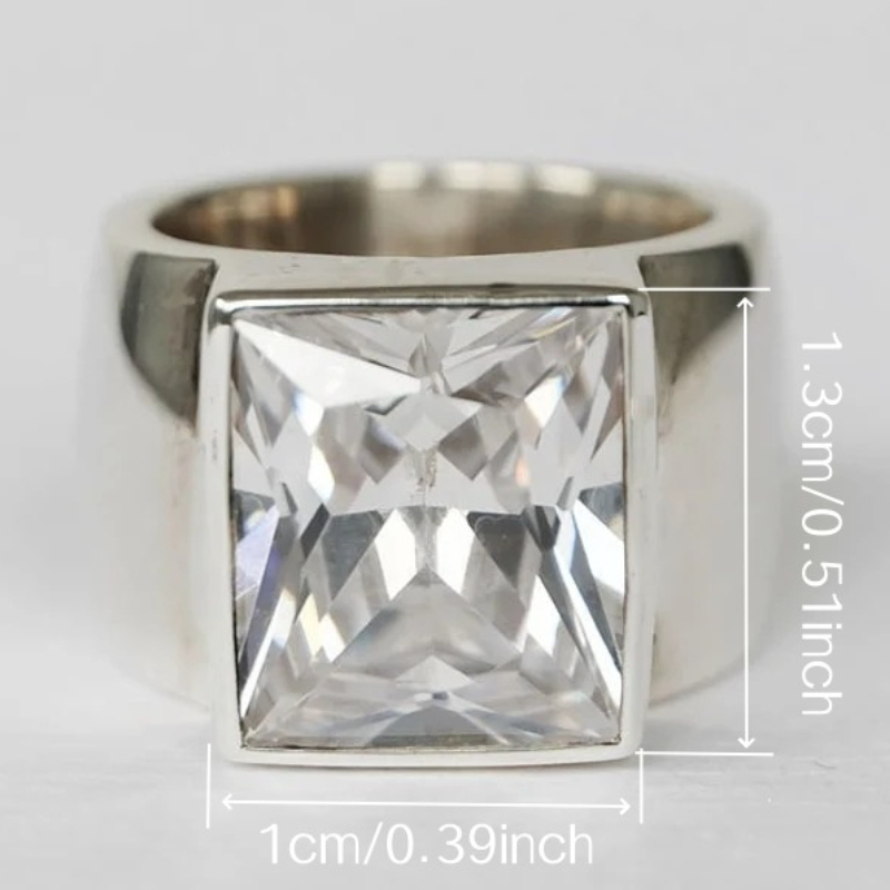 Women's Classic Square Wide Rimmed Ring, Stylish Minimalist Design