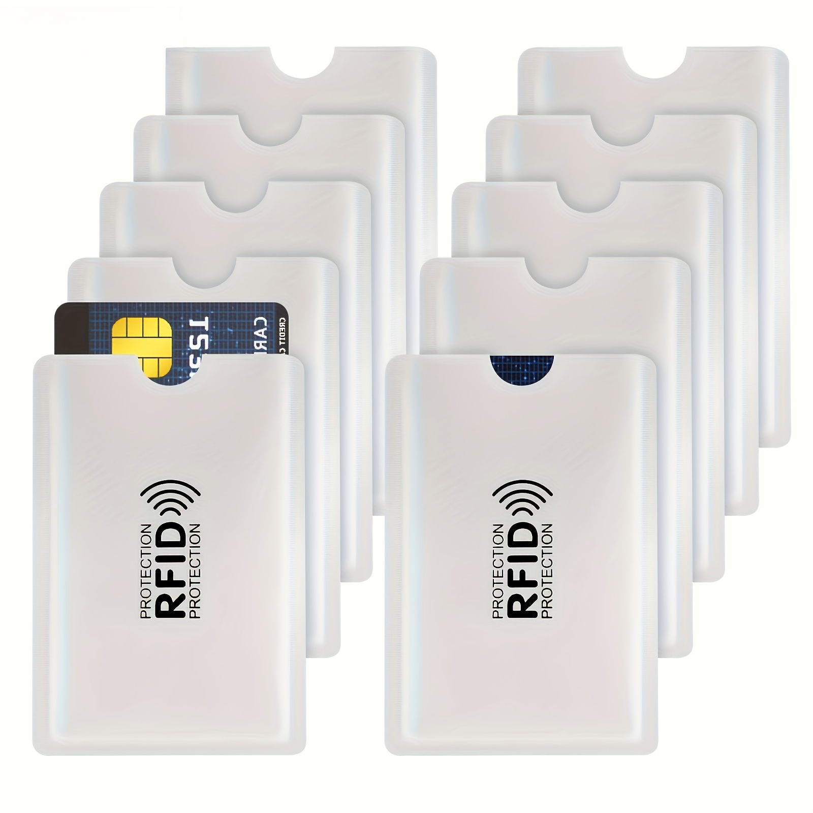15 pack rfid blocking card sleeves lightweight pvc wallet passport holder with aluminum foil nfc layer open   no charging needed