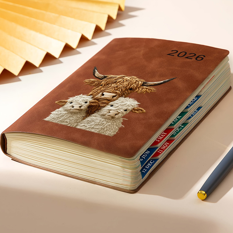 Image of Cute Highland Cow 2026 Record Log Book: 380-page Daily Organizer | Adorable Scottish Cow Journal 2026 Diary & Organizer - Cute Scottish Cow Weekly Monthly Layouts - Small Pocket Journal