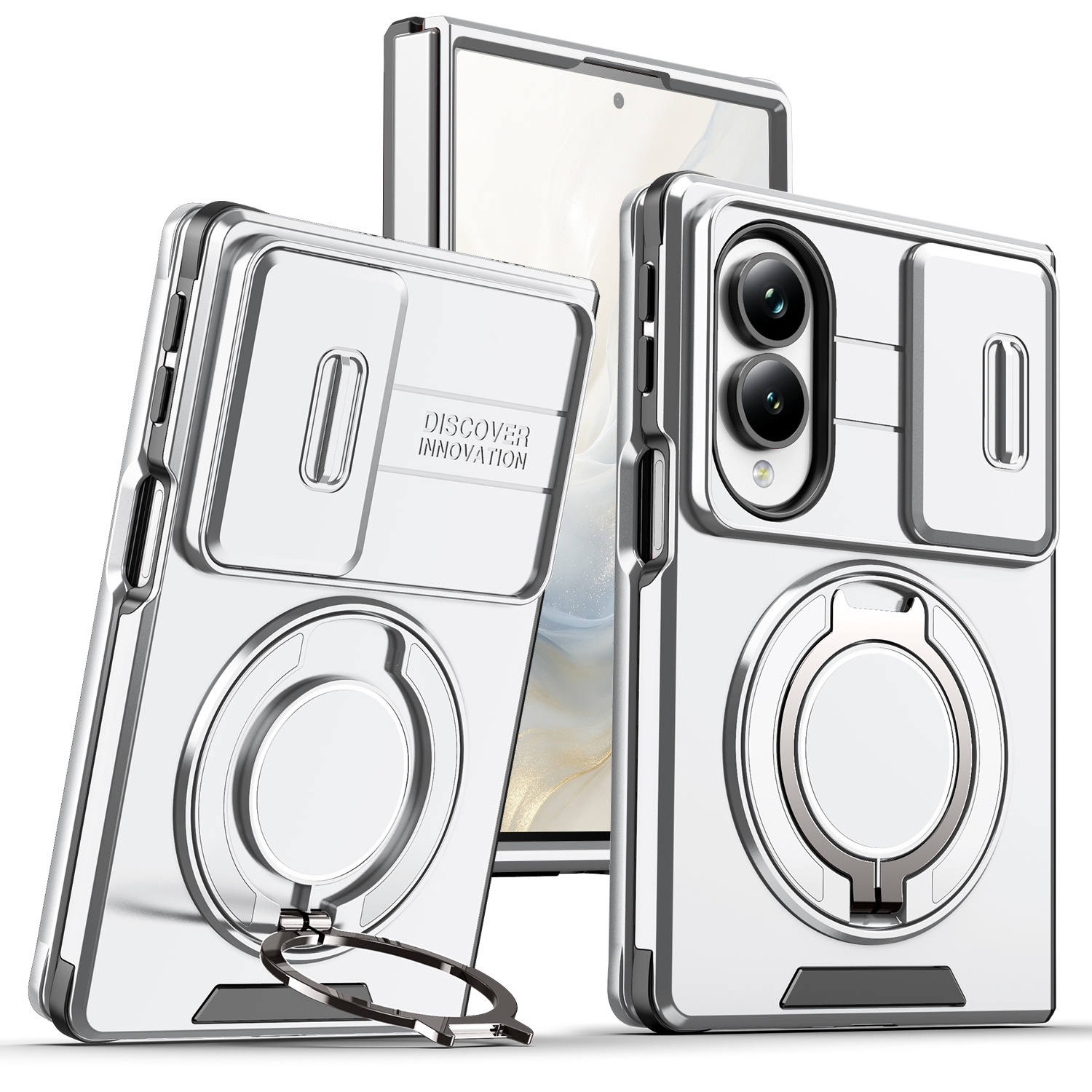 TEMU Phone Case - Shockproof Phone Case With Sliding Window Protection And 360-degree Rotating Stand Suitable For For Galaxy Z Fold 8