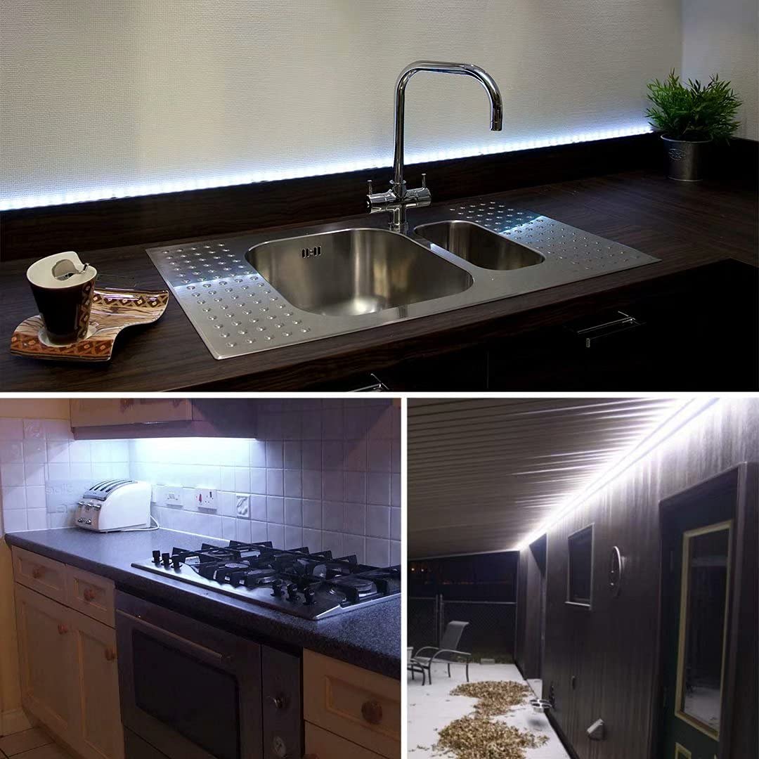 Barra de luz de fondo LED para cocina con sensor de movimiento y alimentación por USB - Control de interruptor de onda simple, cinta de doble cara incluida, ideal para iluminación de TV y electrodomésticos, iluminación de cocina | Barra LED moderna | Cubierta de plástico duradero, luz de cocina para