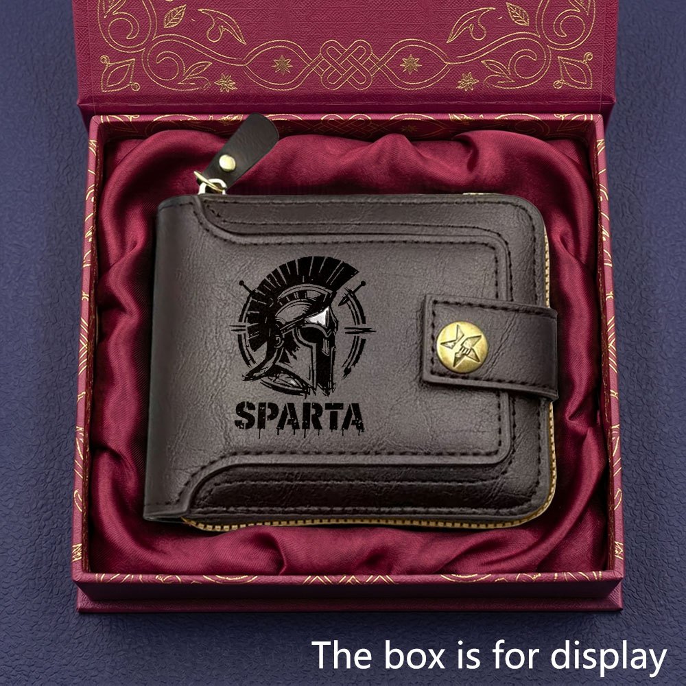 TEMU New Business Spartan Warrior Men's Wallet, Stylish And Minimalist Coin Purse, Multi-card Slot Credit Card Holder, For Husband, Boyfriend, , Or