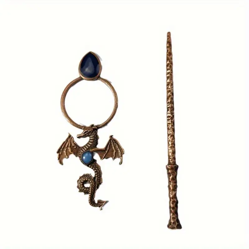 bohemian dragon hairpin ancient flying dragon   with dark blue inlay metallic accents updo bun ponytail clip for costume parties fantasy events casual attire gothic jewelry gift for women dragon decor costume party accessory intricate   Product details 0