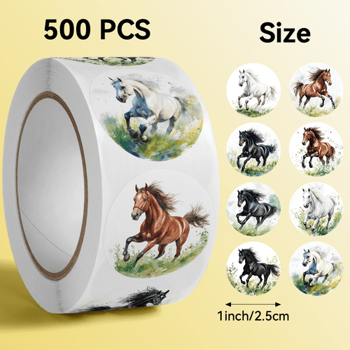 500pcs roll horse pattern ideal for small gifts stickers happy fathers day graduation season back to suitable for gift decoration water bottle decoration dessert decoration school reward supplies