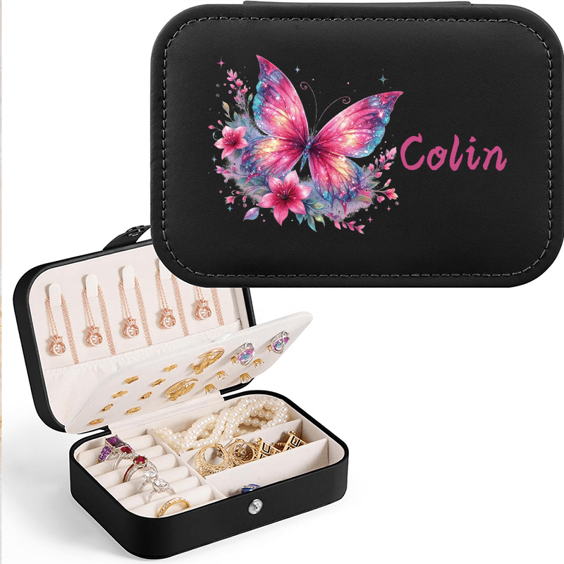 Personalized Sparkle Glitter Butterfly Jewelry Storage Box